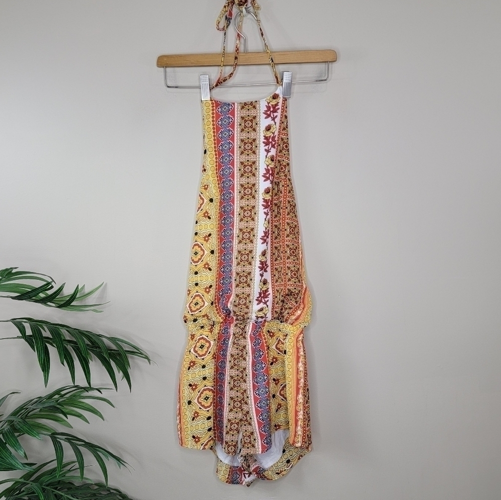 Honey Belle | Boho Print Halter Romper Size Small